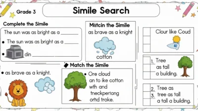 Similes Worksheet for Grade 3
